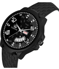 Ls3081 Day and Date Functioning Chess Black Designer Strap Boys - Black