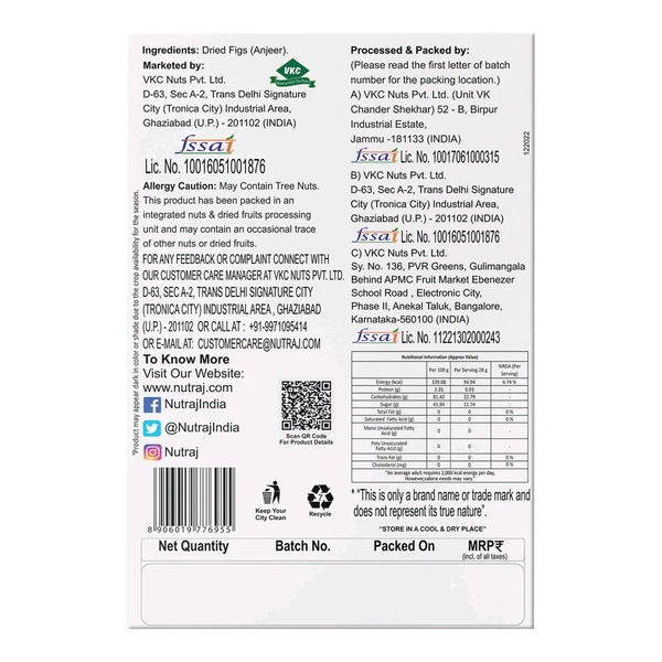 Nutraj Dried Figs (Anjeer) - 250g