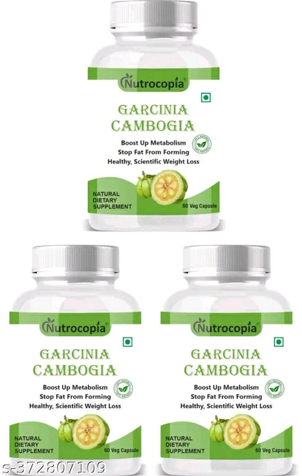 Nutrocopia Garcinia Cambogia Natural Fat Burner Weight Loss Capsules - Pack Of 3