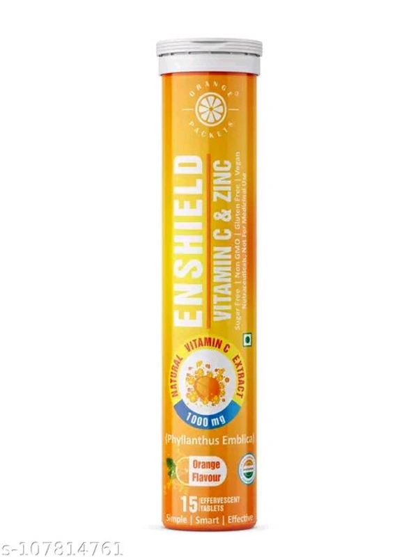 Food Supplement Orange Packets Natural Amla Vitamin C 1000mg With Zinc Effervescent Tablets - 30 Tablets