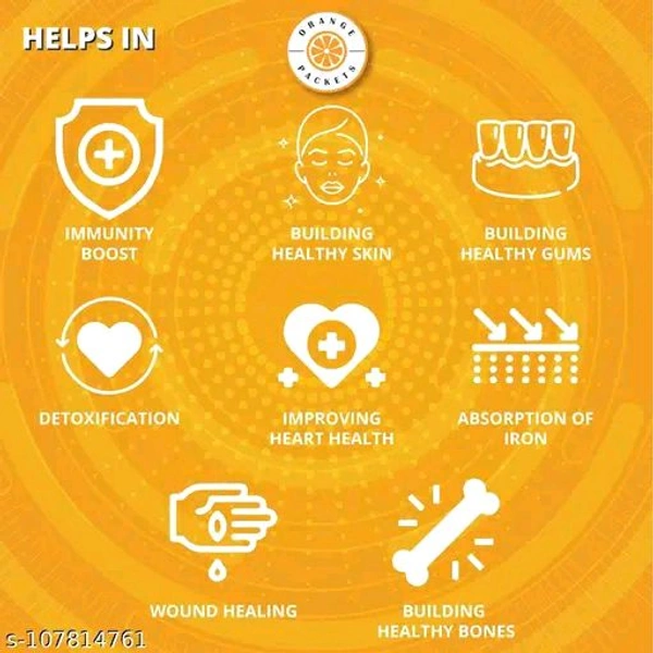 Food Supplement Orange Packets Natural Amla Vitamin C 1000mg With Zinc Effervescent Tablets - 30 Tablets