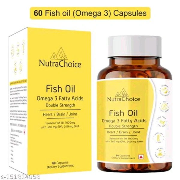 NutraChoice Fish Oil Omeega 3 For Double Strength 1000mg - 60 Capsules