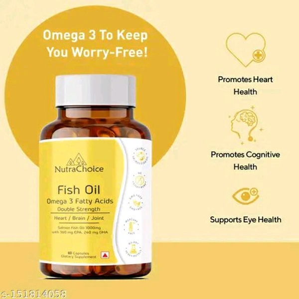 NutraChoice Fish Oil Omeega 3 For Double Strength 1000mg - 60 Capsules