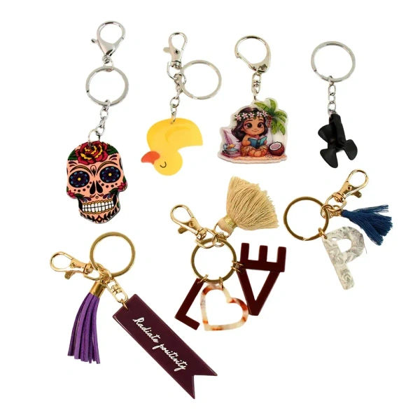 Trendy Designer Assorted Keychains (Mix Design / 5 Pc) - Multi