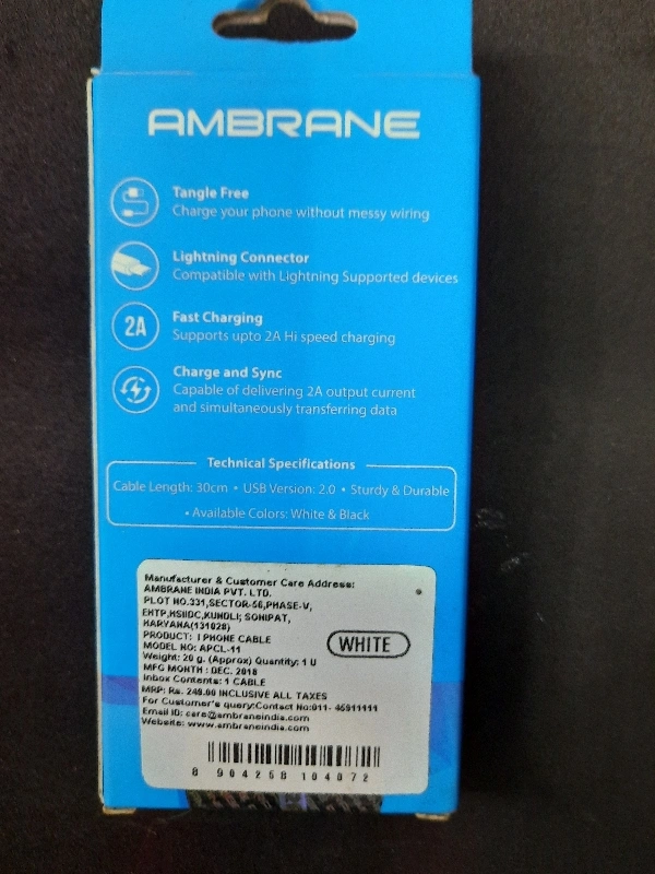 AMBRANE Ambrane Power Bank Cable IPhone (white)