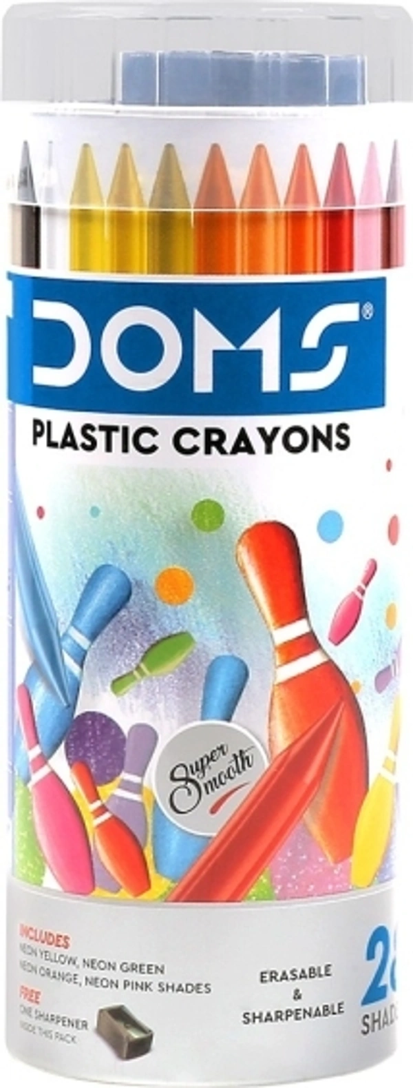 DOMS Plastic Crayon 28 Shades Round TinCrayon Type: Plastic