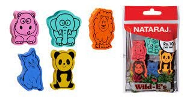 Nataraj Wild-e’s Erasers – 5 pc pack