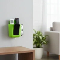 2-Section Multipurpose Wall Holder – Mobile, Remote & Makeup Brush Storage (1 Pc) - Multi