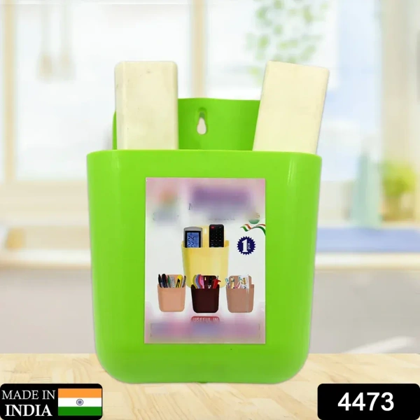 2-Section Multipurpose Wall Holder – Mobile, Remote & Makeup Brush Storage (1 Pc) - Multi