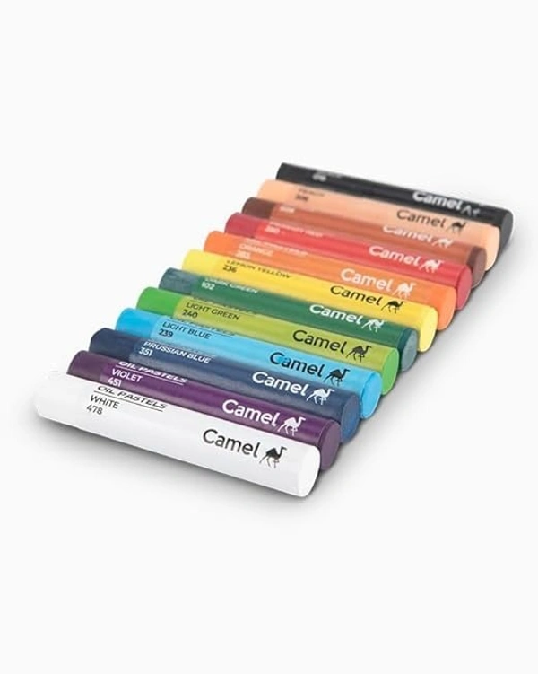 Camel Oil Pastel, Assorted, 12 Pieces - Multi Colour, Multi colour