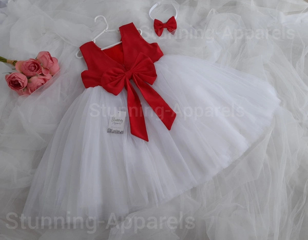 Flowers Work White Partywear Dress - White, 3-4 Years