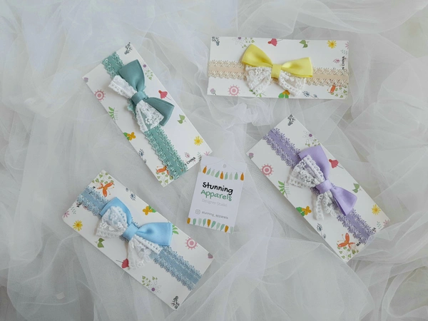 Lace Work Bow Hairband (4 Piece) - 0-12month