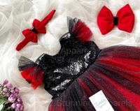 Ruffled Slewves Partywear Dress  - 0-3 Months