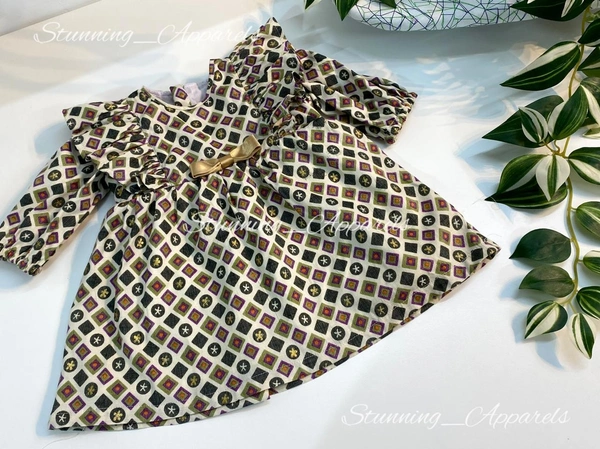 Long Sleeves Ruffled Casual  Baby Frock  - 4-5 Years