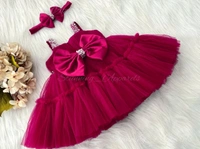 Sweetheart Hand Work Partywear Magenta Frock  - 2-3 Years