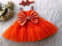 Sweetheart Hand Work Partywear Orange Dress  - 9-12 Month