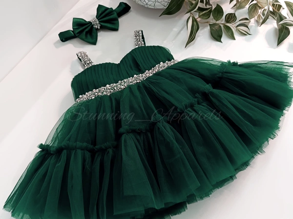 Sweetheart Neckline Ruffled Hand Work Party Wear Dress 