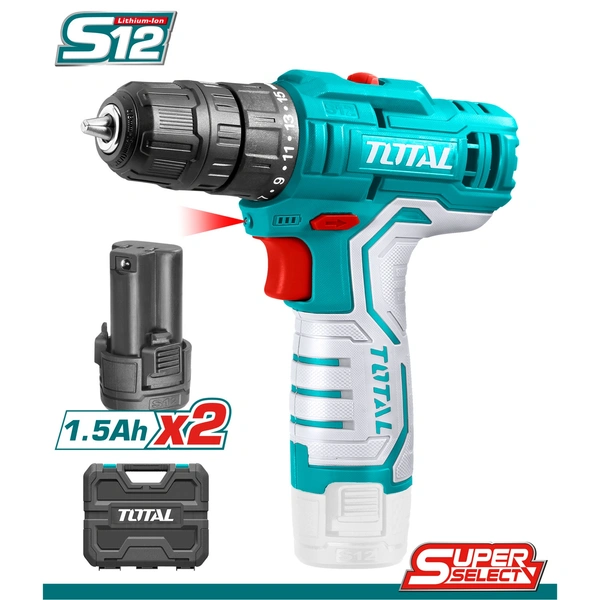 TDLI12208  TOTAL TOOLS LITHIUM IRON CORDLESS DRILL