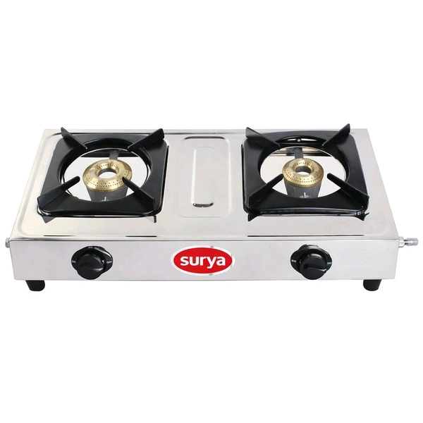 Surya Premium Stainless Steel Gas Stove with High-Efficiency Brass Burners (ISI Certified)