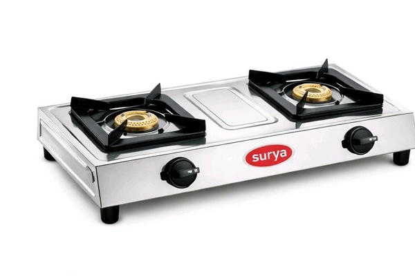 Surya Premium Stainless Steel Gas Stove with High-Efficiency Brass Burners (ISI Certified)