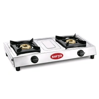 Surya Premium Stainless Steel Gas Stove with High-Efficiency Brass Burners (ISI Certified)