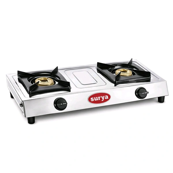 Surya Premium Stainless Steel Gas Stove with High-Efficiency Brass Burners (ISI Certified)