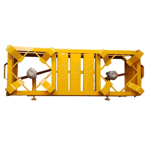 Premium 11x30 Inch Double Burner Commercial Gas Bhatti - Heavy Duty Mild Steel LPG Stove for Catering, Hotels & Outdoor Cooking (Yellow)