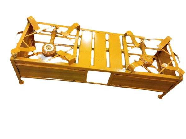Heavy Duty Yellow Paint Coated Double Burner Commercial Gas Stove (Size: 14/58 Inch)