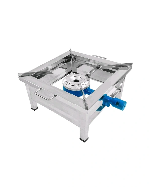 14x14 Inch Stainless Steel Commercial Single Burner Gas Bhatti for Hotels, Restaurants & Catering - Heavy Duty Square Gas Stove