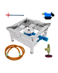 14x14 Inch Stainless Steel Commercial Single Burner Gas Bhatti for Hotels, Restaurants & Catering - Heavy Duty Square Gas Stove