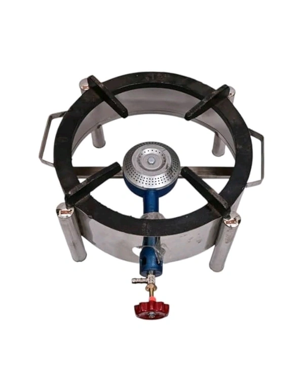 11x11 Inch Stainless Steel Round Commercial Single Burner Gas Bhatti - Heavy Duty Portable Gas Stove for Outdoor Cooking, Catering & Home.