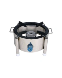 11x11 Inch Stainless Steel Round Commercial Single Burner Gas Bhatti - Heavy Duty Portable Gas Stove for Outdoor Cooking, Catering & Home.