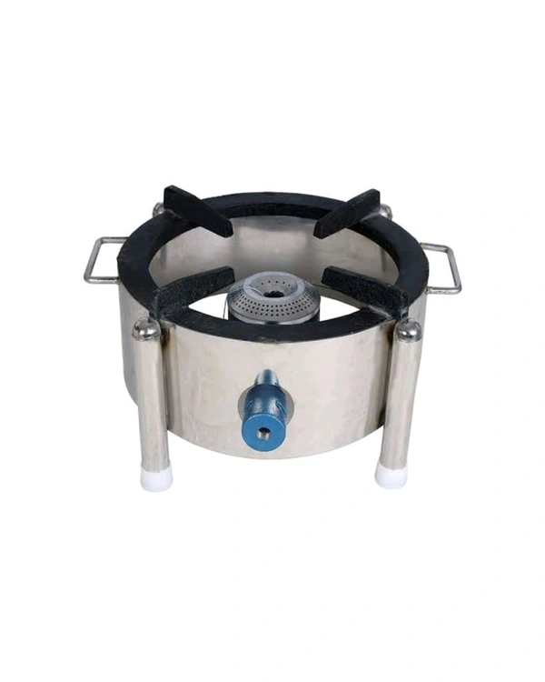 11x11 Inch Stainless Steel Round Commercial Single Burner Gas Bhatti - Heavy Duty Portable Gas Stove for Outdoor Cooking, Catering & Home.