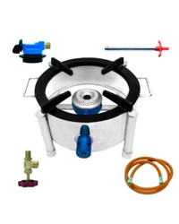 11x11 Inch Stainless Steel Round Commercial Single Burner Gas Bhatti - Heavy Duty Portable Gas Stove for Outdoor Cooking, Catering & Home.
