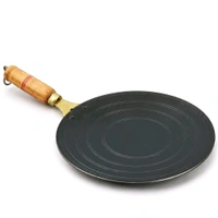 Premium Pure Iron Roti Tawa | Traditional Handmade Loha Tava with Wooden Handle | 10-Inch Concave Pan for Soft Chapatis, Parathas & Phulkas