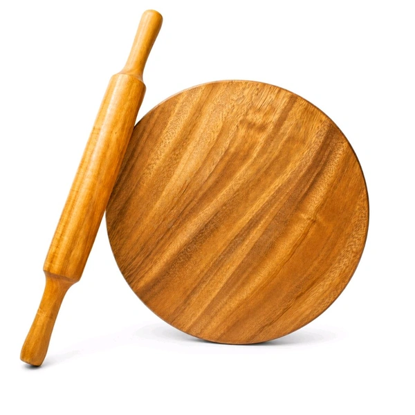 Premium Wood Chakla Belan Set for Kitchen | Handcrafted Round Rolling Board & Pin for Roti, Chapati, & Paratha | Smooth Non-Stick Finish & Durable Design