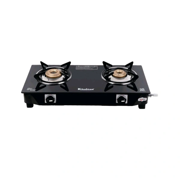 Khaitan 2 Burner Original Glass Gas Stove With One Year Warranty