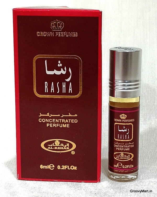 Al Rehab RASHA Crown Perfumes Roll-On Attar Free from ALCOHOL - 6ML
