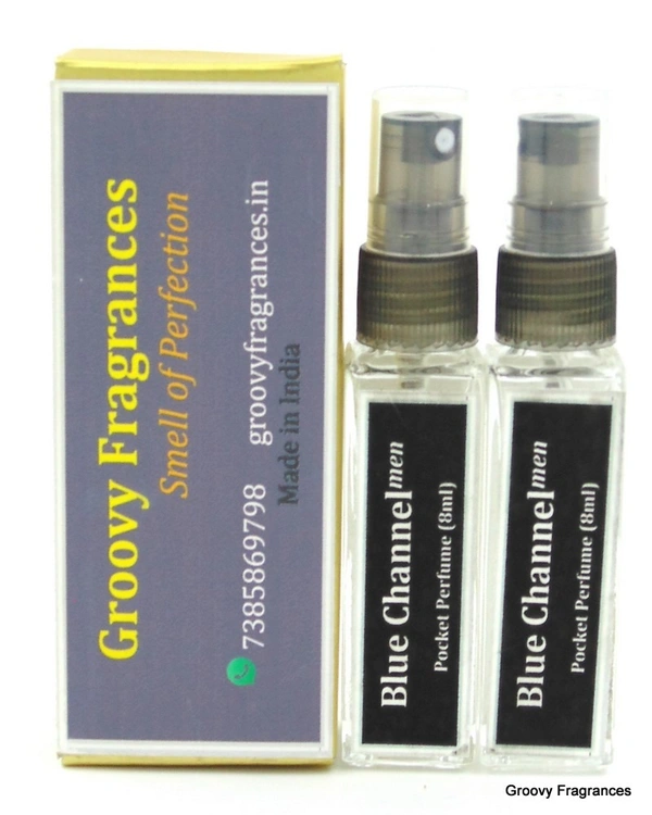 Groovy Fragrances Blue Channel Long Lasting Pocket Perfume 8ML (Pack of 2) | For Men | By Groovy Fragrances - 8ML