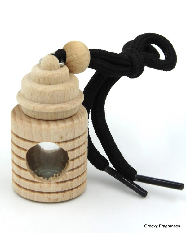Groovy Fragrances Car Air Freshener Perfume Plain hanging bottle with Wooden Cover | Natural Perfume Oil | Mix Shape 6ML - Jasmin