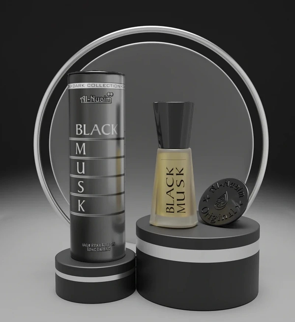 Al Nuaim black musk perfume roll-on attar free from alcohol round gift pack - 6ML