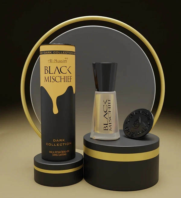 Al Nuaim black mischief perfume roll-on attar free from alcohol round gift pack - 6ML