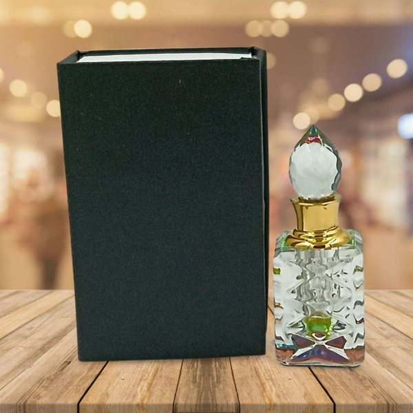 Groovy Fragrances Exclusive Designer Crystal Empty Attar Bottle 3ml with Box - D7-White