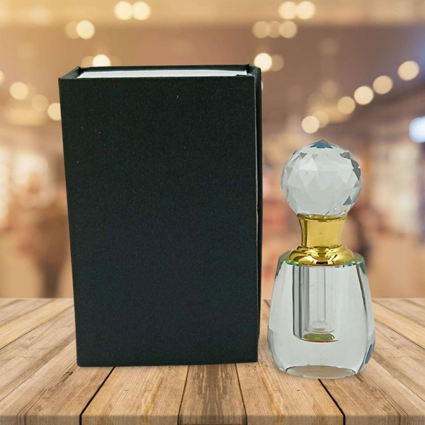 Groovy Fragrances Exclusive Designer Crystal Empty Attar Bottle 3ml with Box - D9-White