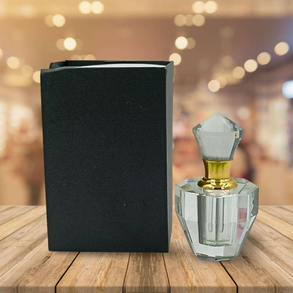 Groovy Fragrances Exclusive Designer Crystal Empty Attar Bottle 6ml with Box - D8-White