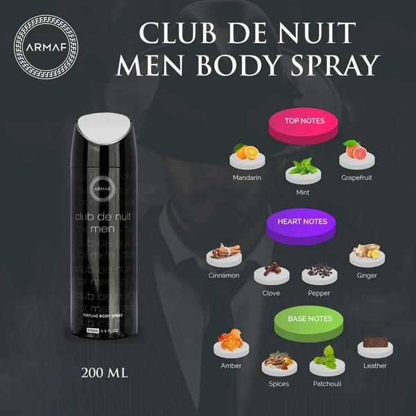 Armaf Club De Nuit Perfume Body Spray - For Men - 200ML