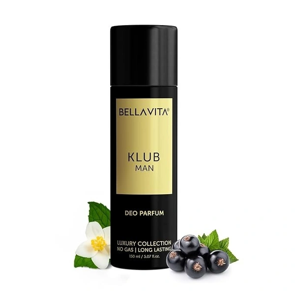 Bellavita KLUB MAN Long Lasting Deodorant Spray NO Gas - For Men - 150ML