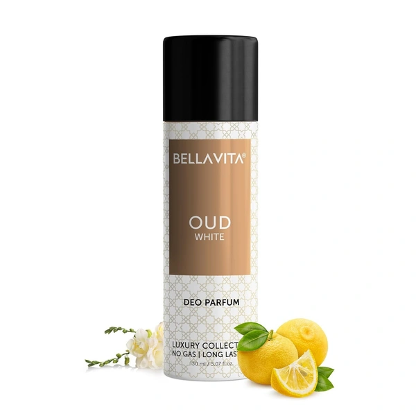 Bellavita Oud White Long Lasting Deodorant Spray NO Gas - Unisex - 150ML