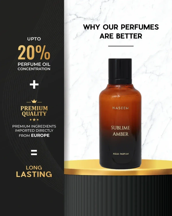 Naseem Sublime Amber AQUA Perfume | Alcohol free | Unisex - 100ML