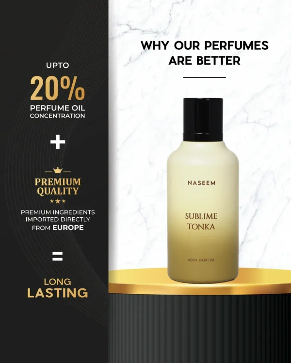 Naseem Sublime Tonka AQUA Perfume | Alcohol free | Unisex - 100ML